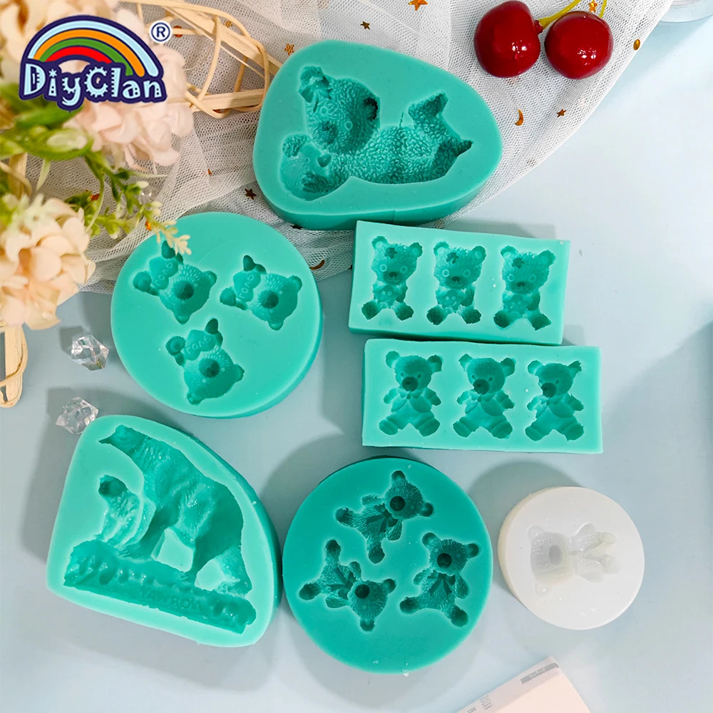 Cute Mini Bear Silicone Mold Fondant Cupcake Chocolate Biscuit Sugarcraft Kitchen Baking Cake Decorating Tools DIY Epoxy Mould