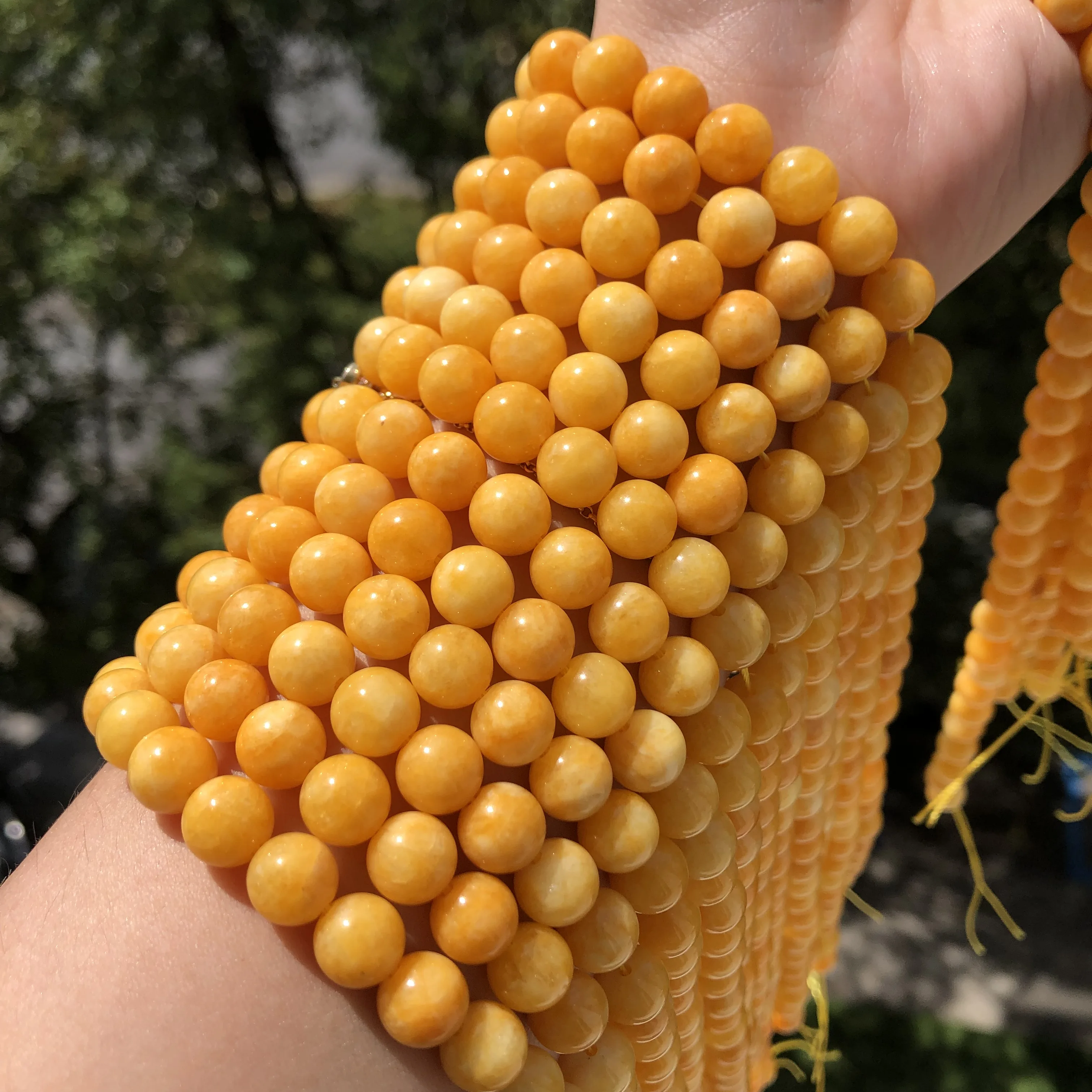 6 8 10 12mm Yellow Beeswax Jades Chalcedony Stone Beads Natural Round Loose Beads For Jewelry Making DIY Bracelet Accessories