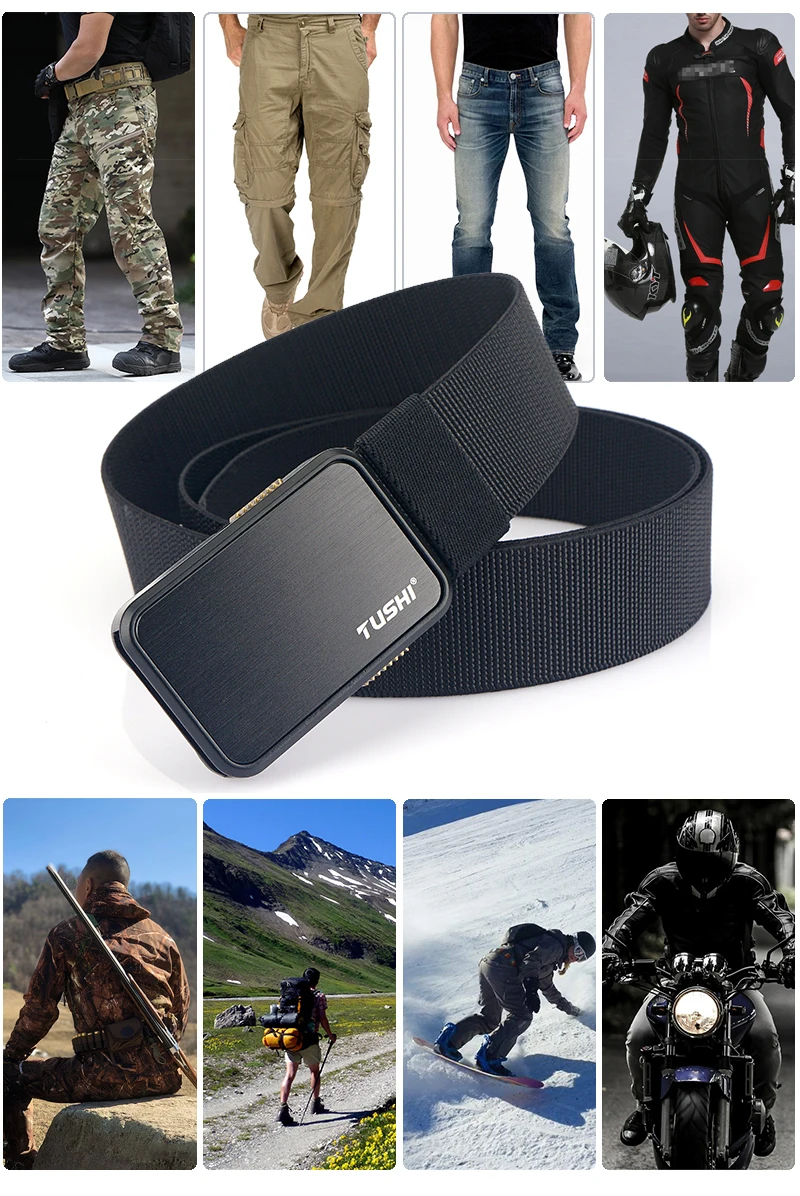 VATLTY 2022 Stretch Belt for Men Zinc Alloy Quick Release Pluggable Buckle Trousers Belt Tooling Unisex Elastic Waistband Straps