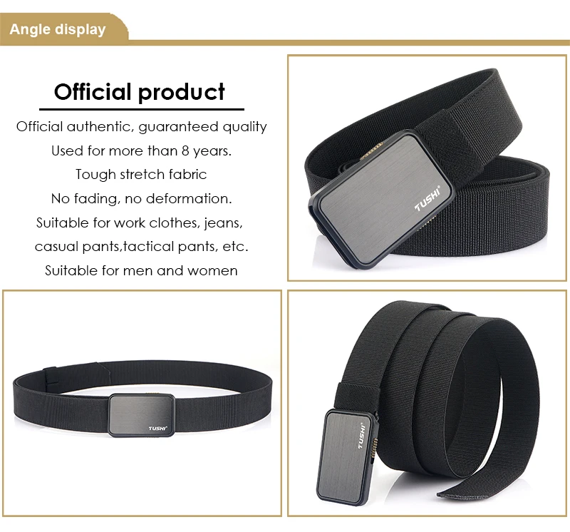VATLTY 2022 Stretch Belt for Men Zinc Alloy Quick Release Pluggable Buckle Trousers Belt Tooling Unisex Elastic Waistband Straps