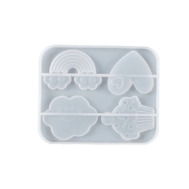 Rainbow Cloud Heart Pastry Fridge Magnet Crystal Epoxy Resin Mold Pendant Silicone Mould DIY Crafts Decoration Casting Tool