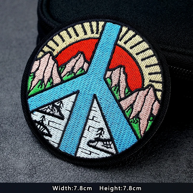 UFO Nebula Landscape Patches Embroidery For T-Shirt Iron On Appliques Clothes Jeans Stickers Badges Mountain Peak