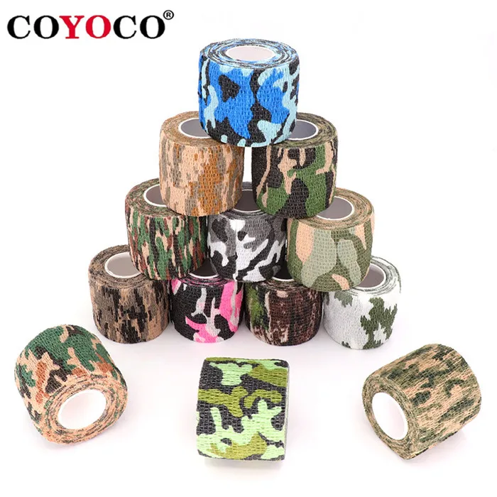 2.5/5/7.5/10cm Camouflage Sport Elastic Wrap Tape Hunt Disguise Bandage Knee Finger Wrist Ankle DIY Self Adhesive Bands