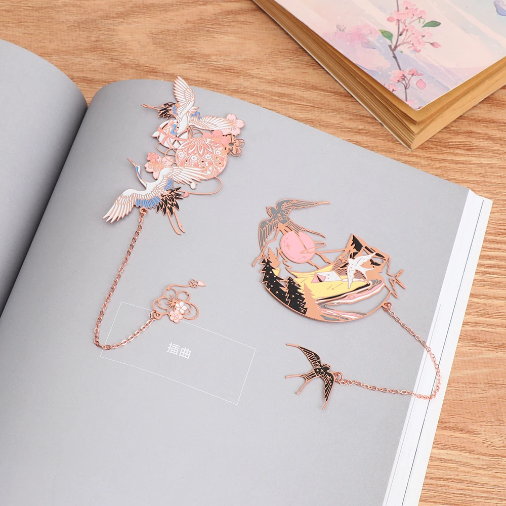 Hot Chinese Style Metal Bookmark Tassel Pendant Retro Book Clip Pagination Mark School Office Supplies Stationery Student Gift