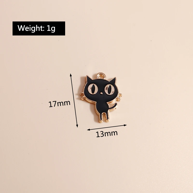 10pcs 13*17mm DIY Enamel Mini Cat Charms for Necklaces Pendants Earrings Cute Animal Charms Handmade Jewelry Making Accessories