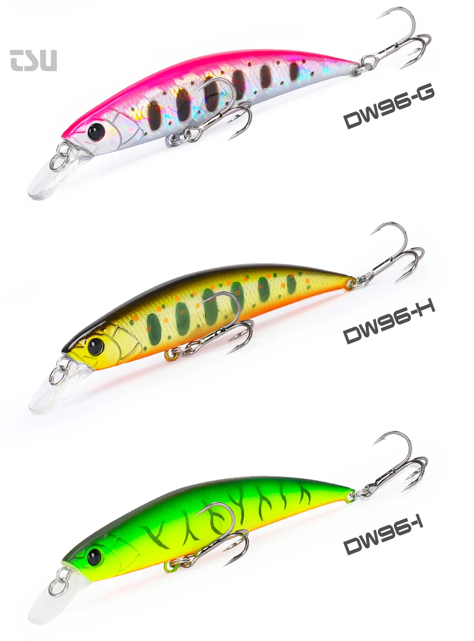 TSURINOYA DW96 80mm 12g Sinking Minnow Fishing Lure Large Trout Pike Rockfish Hard Bait Jerkbait Freshwater Saltwater Wobbler