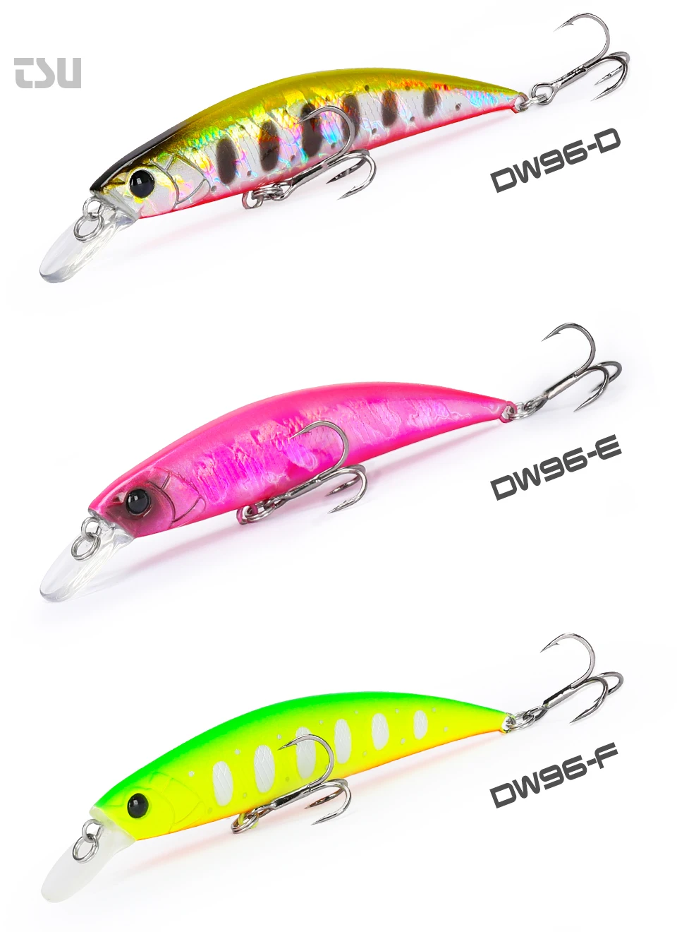 TSURINOYA DW96 80mm 12g Sinking Minnow Fishing Lure Large Trout Pike Rockfish Hard Bait Jerkbait Freshwater Saltwater Wobbler