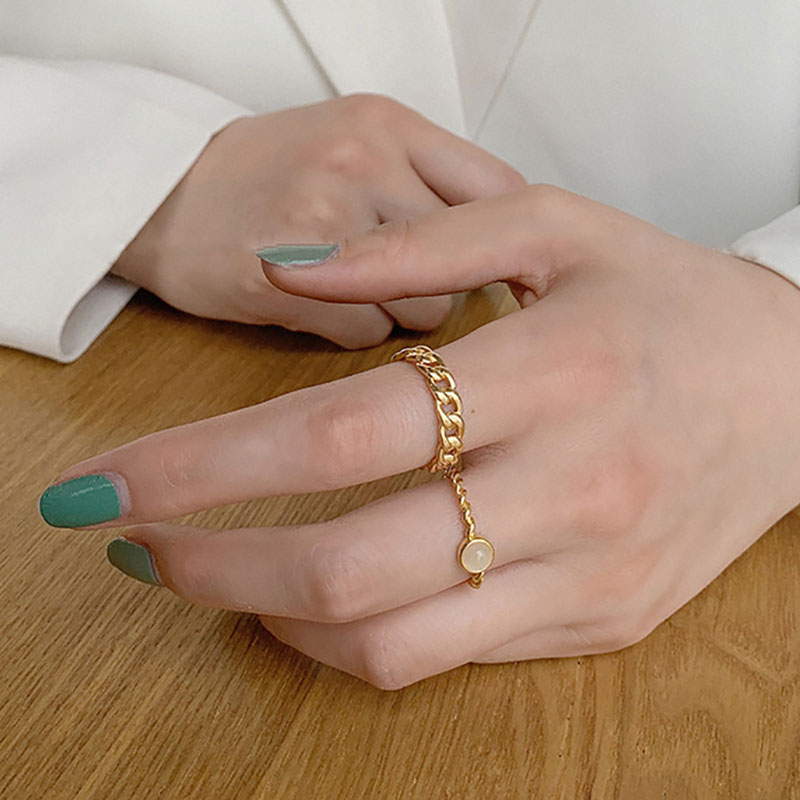 Minimalist 925 Sterling Silver Rings France Gold Plated CZ Vintage Chain Geometric Trendy Elegant Bride Jewelry Gifts