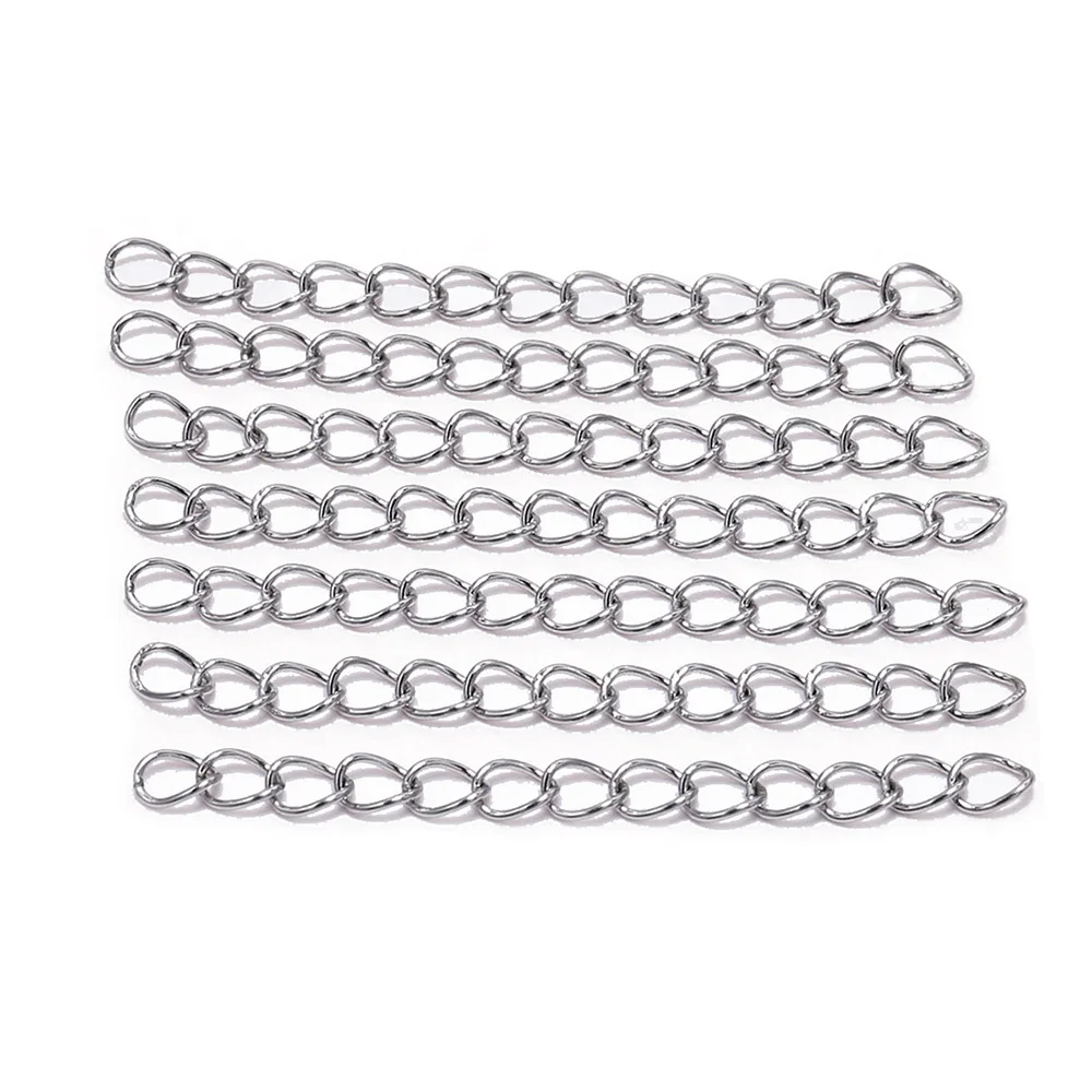 50Pcs/lot 5 7cm Stainless Steel Bulk Necklace Extension Chain Tail Extender For Bracelet Chains Jewelry Making Supplies Findings