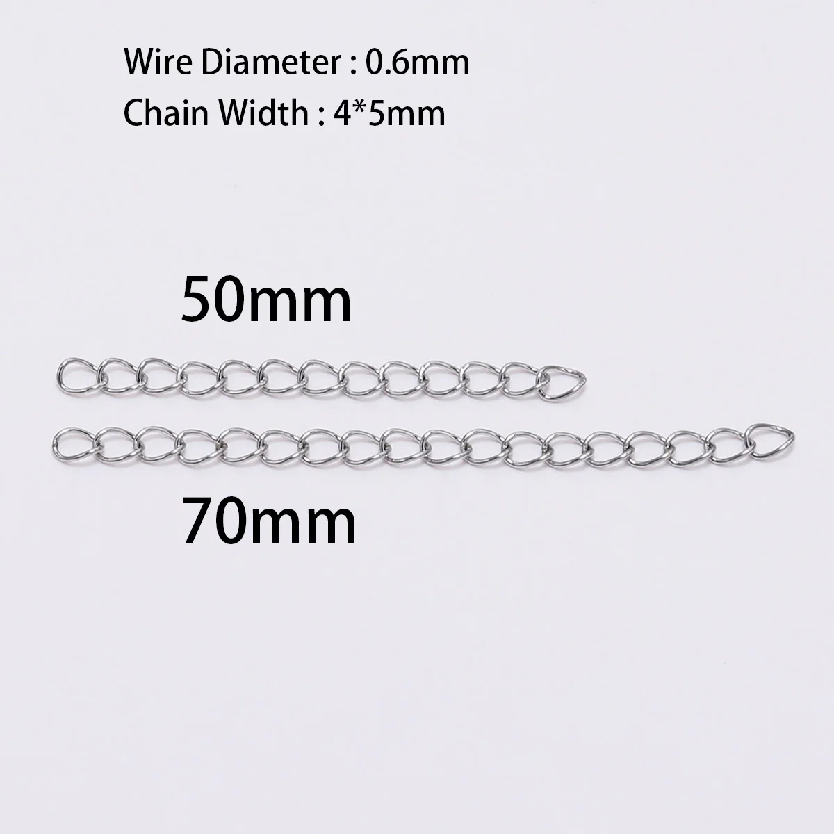 50Pcs/lot 5 7cm Stainless Steel Bulk Necklace Extension Chain Tail Extender For Bracelet Chains Jewelry Making Supplies Findings