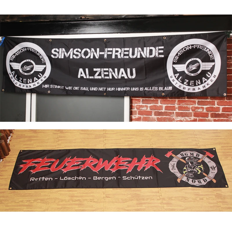 Custom Flag 2x8 FT Flying Banner Printing Any Size in 100D Polyester Fabric with Copper Grommets