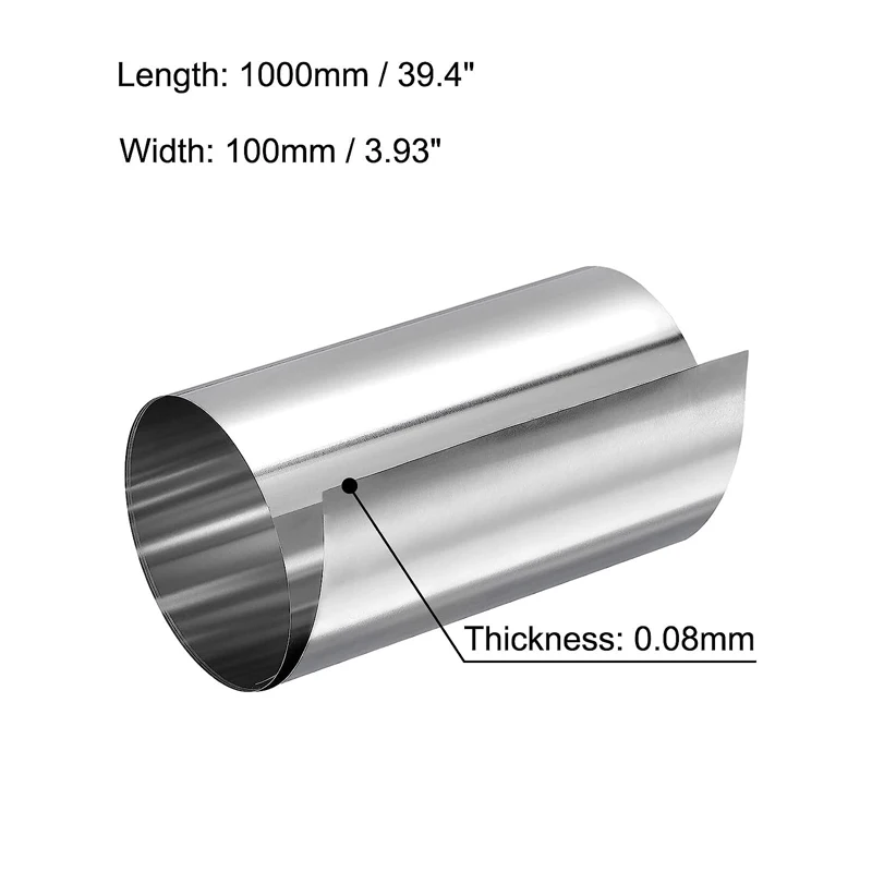 1pcs Stainles Steel Sheet Silver 304 Stainless Steel Fine Plate Sheet Foil Thickness 0.01mm-0.3mm For Precision Machinery
