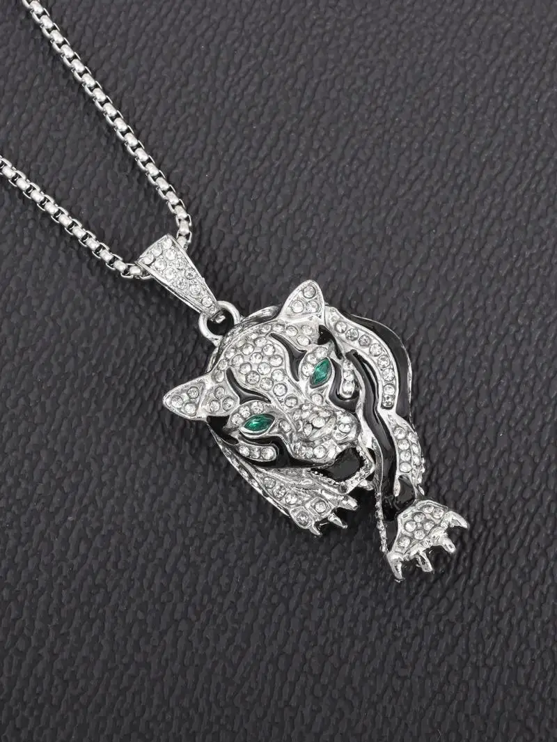 Personality Trend Men Jewelry Gold Plated Tiger Cheetah Animal Pendant Fashion Cool Necklace