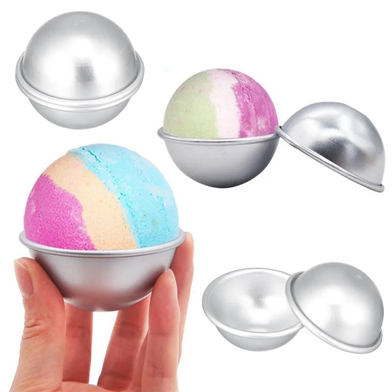 2PCS Round Aluminium Alloy Ball Bath Molds DIY Tool Bath Salt Ball Homemade Crafting Gifts Semicircle Sphere Mold