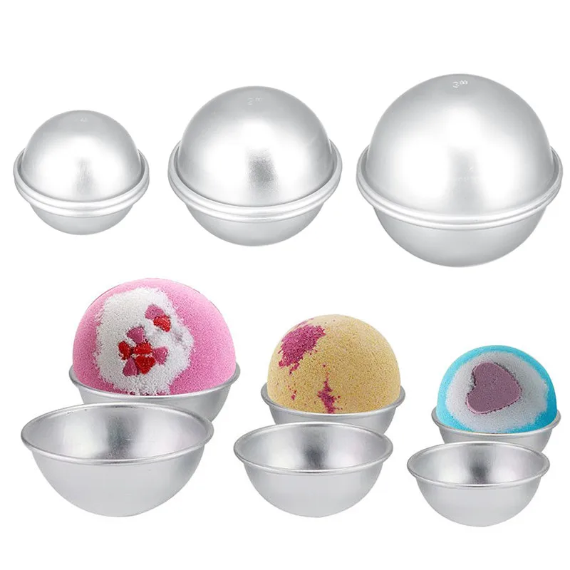 2PCS Round Aluminium Alloy Ball Bath Molds DIY Tool Bath Salt Ball Homemade Crafting Gifts Semicircle Sphere Mold