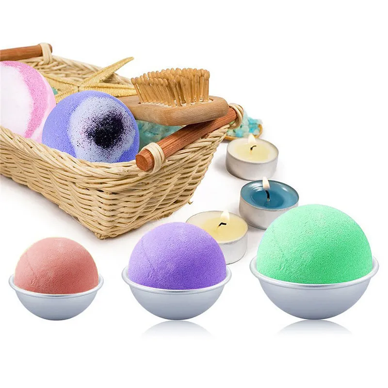 2PCS Round Aluminium Alloy Ball Bath Molds DIY Tool Bath Salt Ball Homemade Crafting Gifts Semicircle Sphere Mold