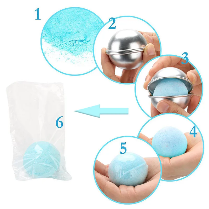 2PCS Round Aluminium Alloy Ball Bath Molds DIY Tool Bath Salt Ball Homemade Crafting Gifts Semicircle Sphere Mold
