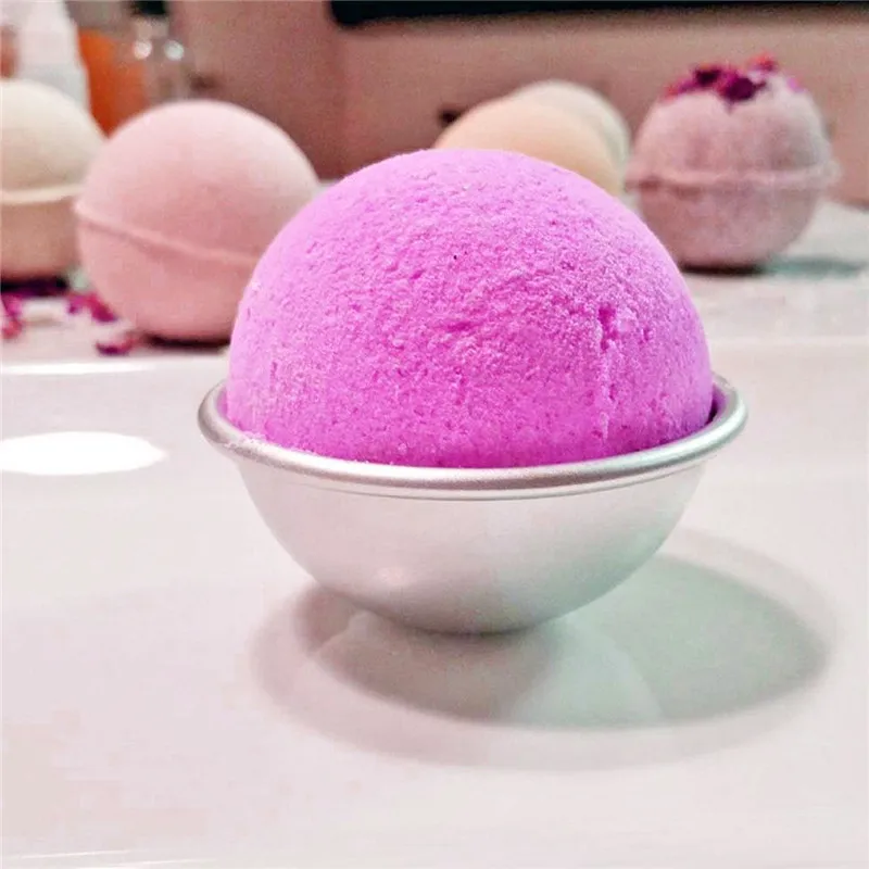2PCS Round Aluminium Alloy Ball Bath Molds DIY Tool Bath Salt Ball Homemade Crafting Gifts Semicircle Sphere Mold