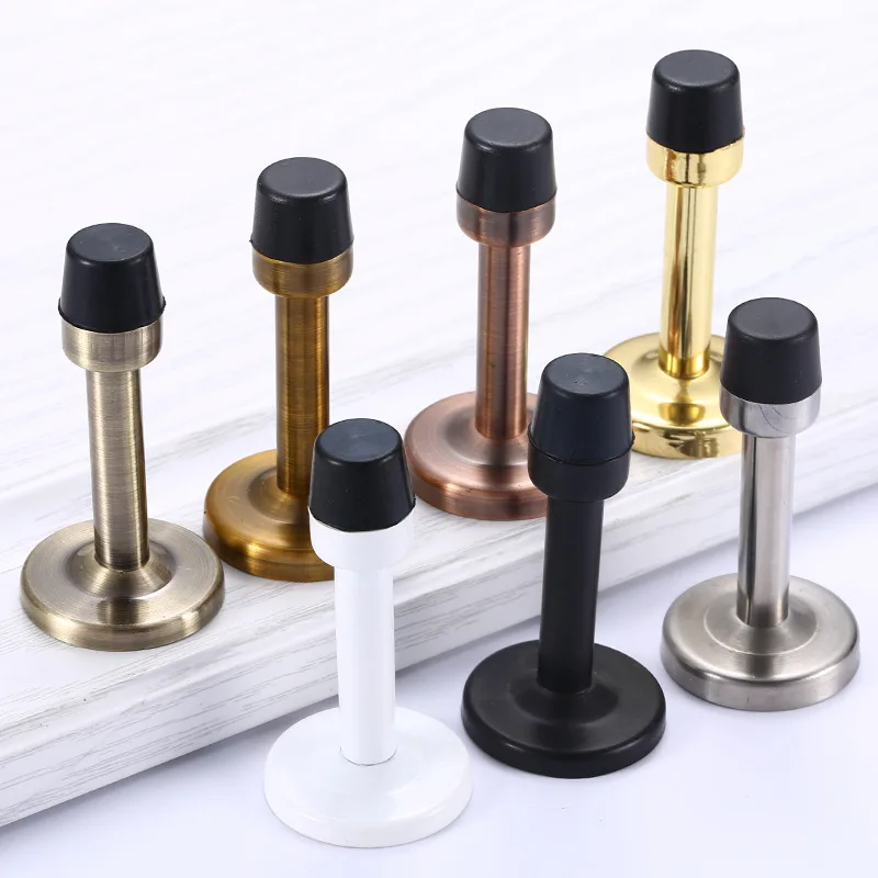 NAIERDI Rubber Wall Mounted Door Stopper Stainless Steel Door Stops Holder Catch Floor Fitting With Screws Bedroom Home Hardware