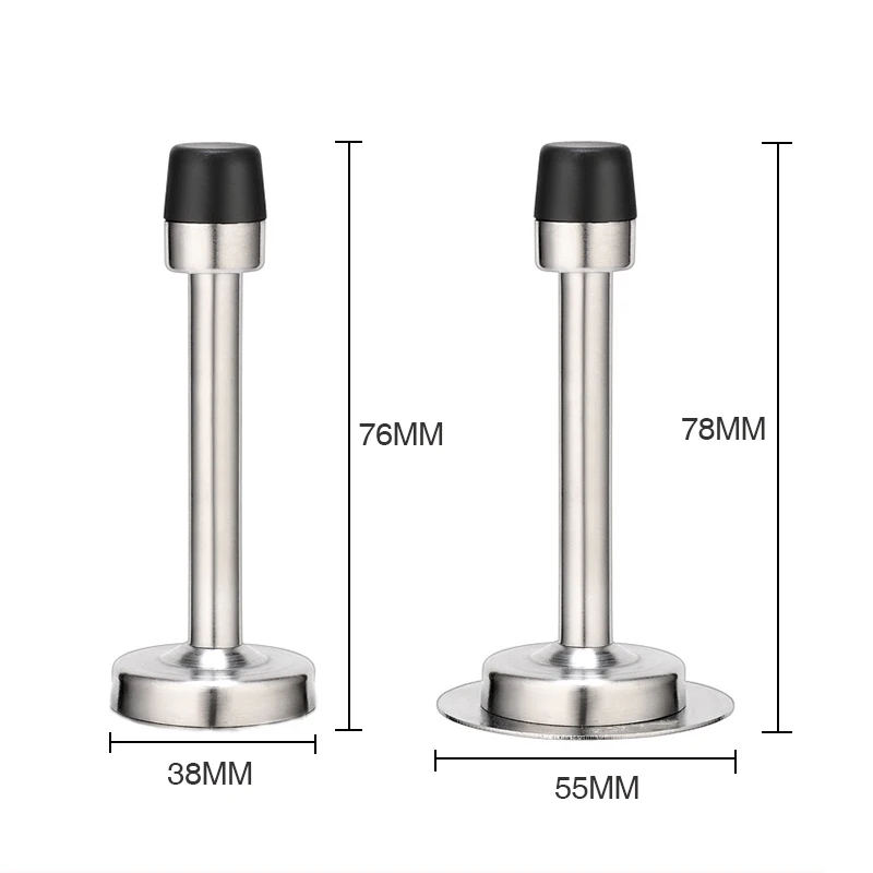 NAIERDI Rubber Wall Mounted Door Stopper Stainless Steel Door Stops Holder Catch Floor Fitting With Screws Bedroom Home Hardware