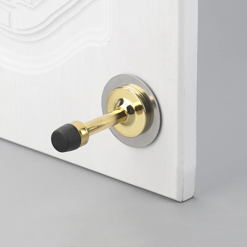 NAIERDI Rubber Wall Mounted Door Stopper Stainless Steel Door Stops Holder Catch Floor Fitting With Screws Bedroom Home Hardware