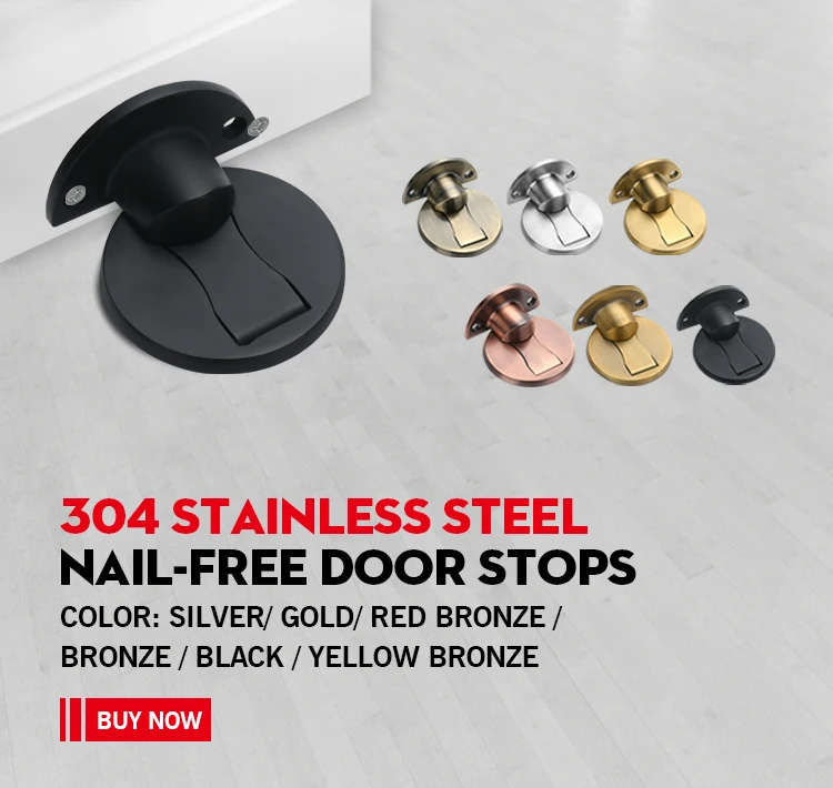 NAIERDI Rubber Wall Mounted Door Stopper Stainless Steel Door Stops Holder Catch Floor Fitting With Screws Bedroom Home Hardware