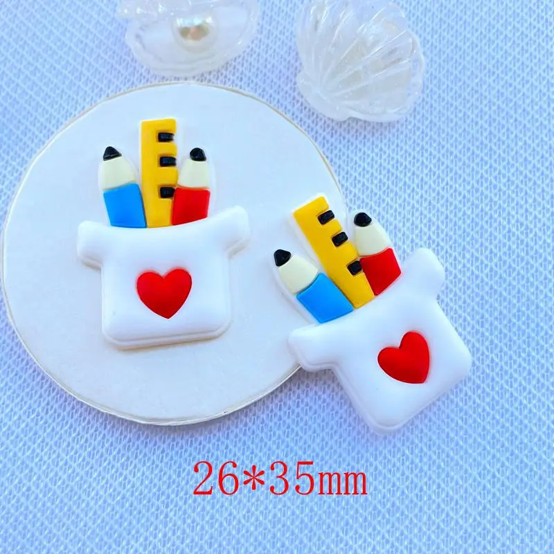 10/20pcs Cute Mini Cartoon Stationery Series PVC Flexible Glue Flat Back DIY Scrapbook Embellishment Phone Craft Decoration J83