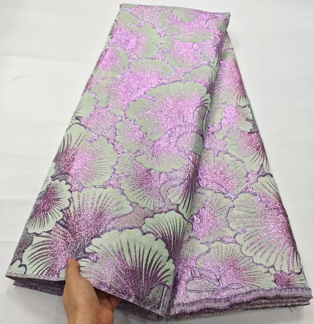 Pink African Lace Fabric 2024 High Quality Brocade Jacquard Fabric Nigerian French Organza Lace Fabric for Party Dress 5 Yards