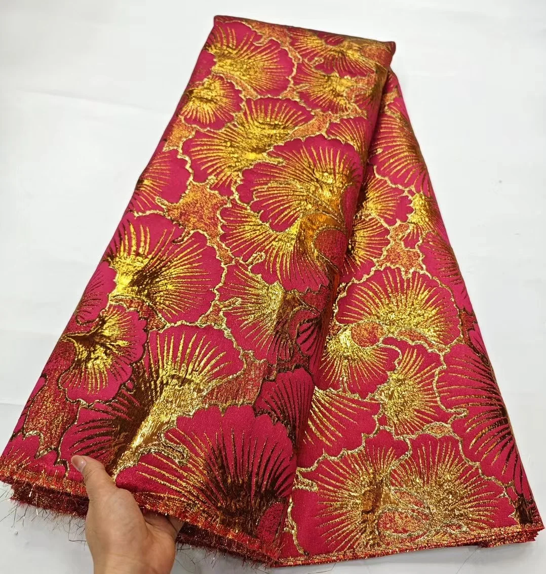 Pink African Lace Fabric 2024 High Quality Brocade Jacquard Fabric Nigerian French Organza Lace Fabric for Party Dress 5 Yards