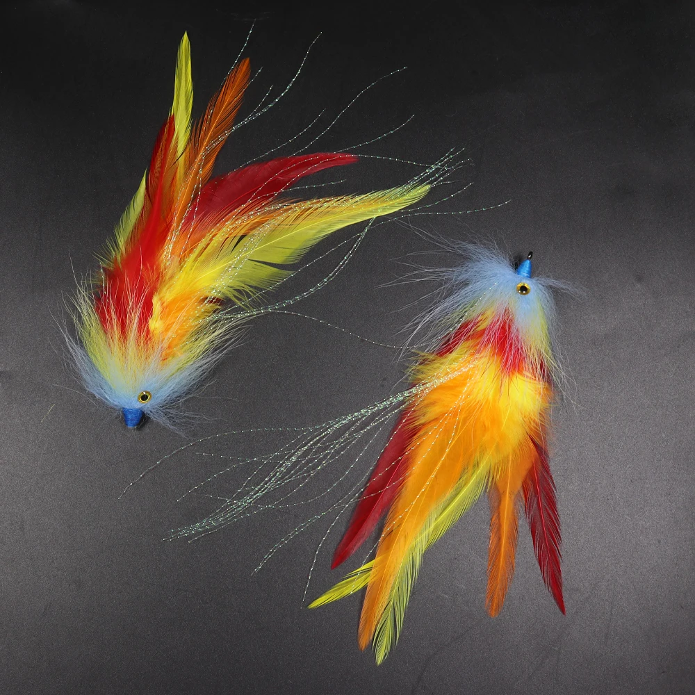 Bimoo 1PC #2/0 New Trout Steelhead Salmon Pike Streamer Fly for Seawater Fly Fishing Flies Lure Conehead Tube Flies Big Streamer