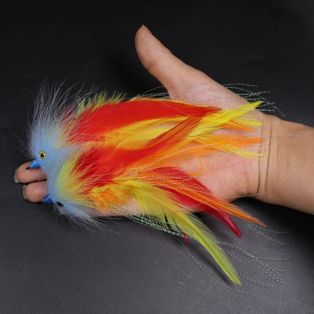 Bimoo 1PC #2/0 New Trout Steelhead Salmon Pike Streamer Fly for Seawater Fly Fishing Flies Lure Conehead Tube Flies Big Streamer