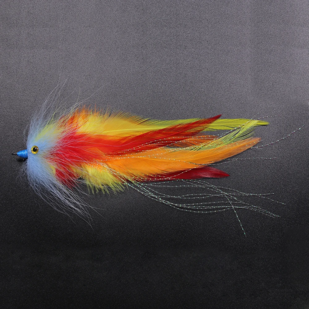 Bimoo 1PC #2/0 New Trout Steelhead Salmon Pike Streamer Fly for Seawater Fly Fishing Flies Lure Conehead Tube Flies Big Streamer