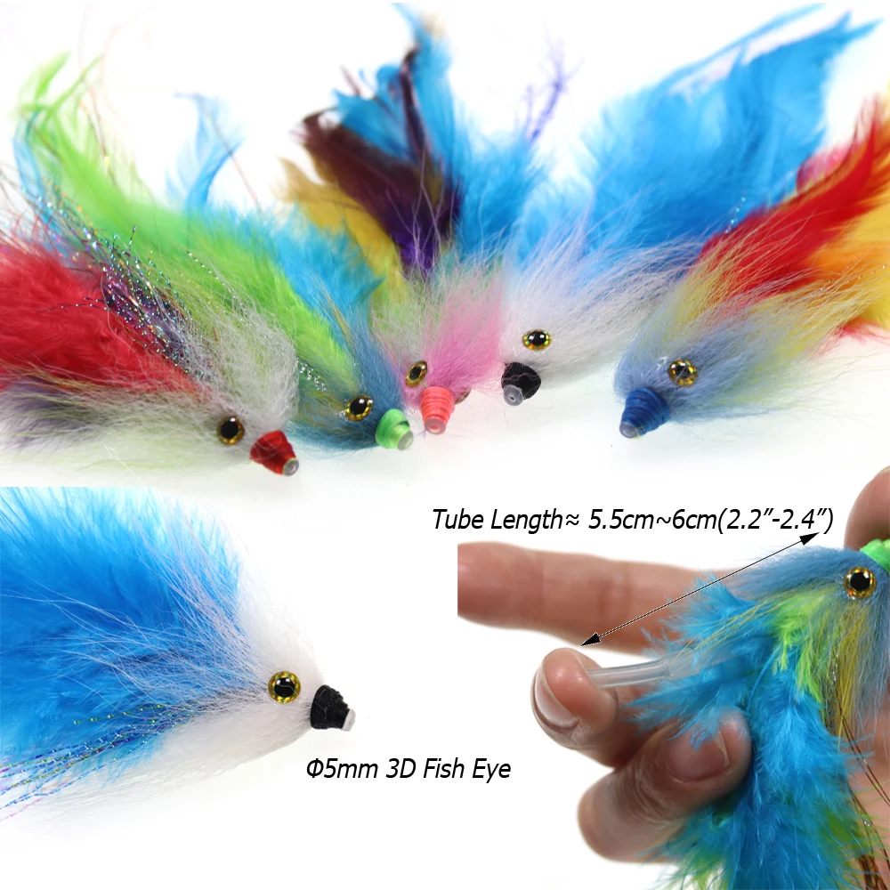 Bimoo 1PC #2/0 New Trout Steelhead Salmon Pike Streamer Fly for Seawater Fly Fishing Flies Lure Conehead Tube Flies Big Streamer