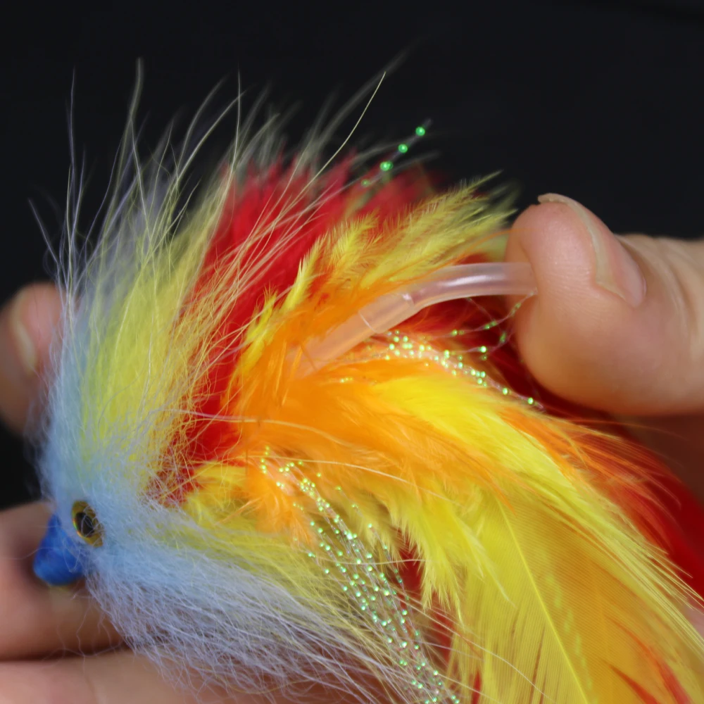 Bimoo 1PC #2/0 New Trout Steelhead Salmon Pike Streamer Fly for Seawater Fly Fishing Flies Lure Conehead Tube Flies Big Streamer