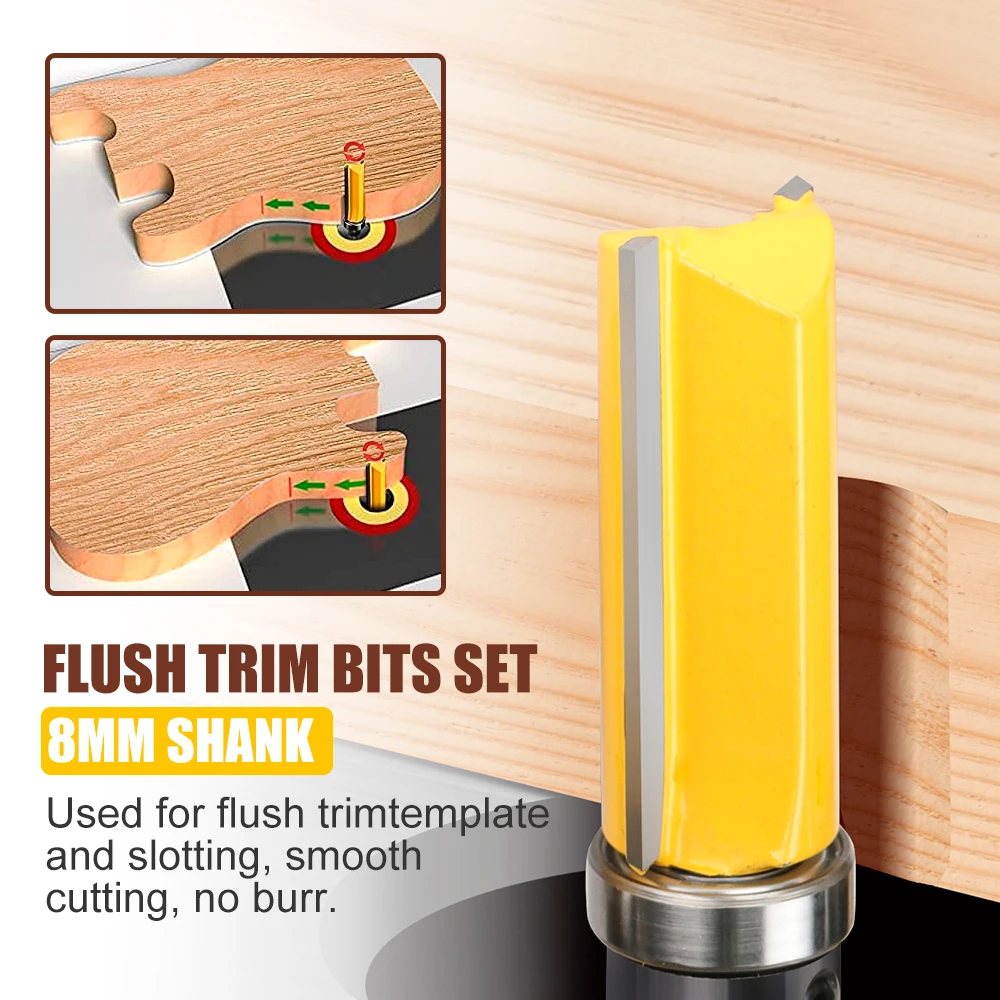 CMCP 8MM Shank D16 Pattern Bit Router Bit Woodworking Milling Cutter For Wood Bit Face Mill Carbide Cutter End Mill