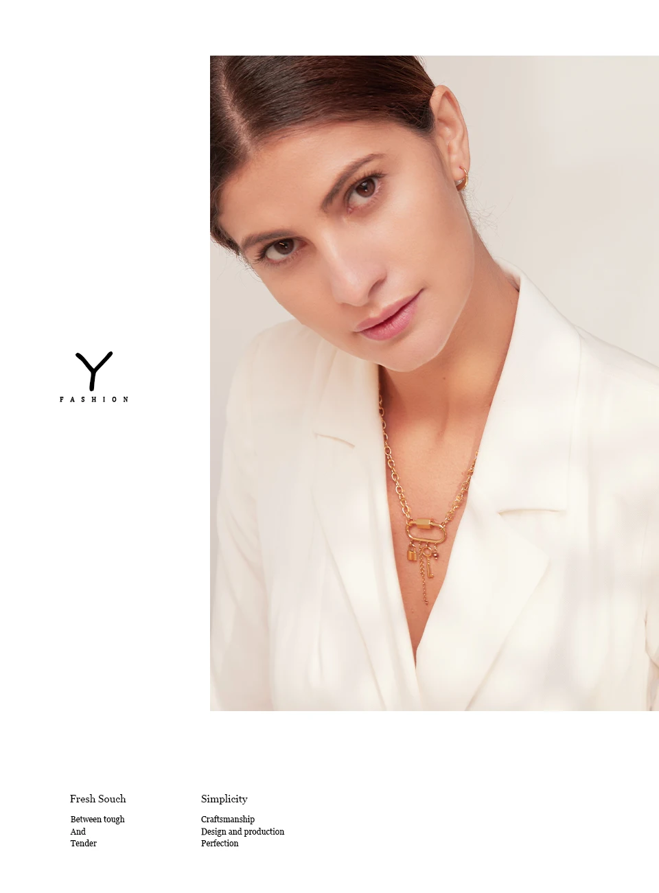 Yhpup Charm Metal Crystal Lock Key Pendant Necklace Stainless Steel Chain Choker Trendy Jewelry Collane Donna Statement Party