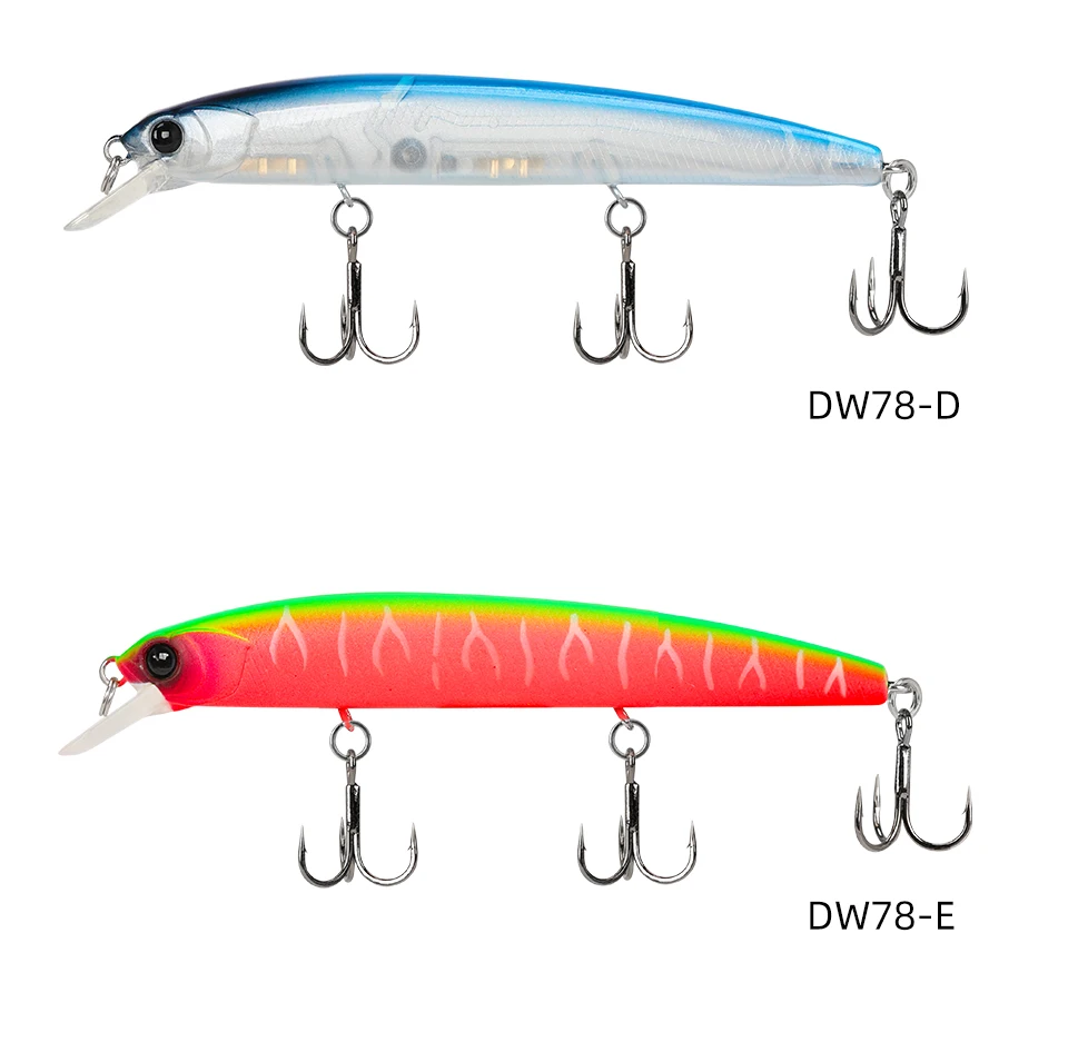 TSURINOYA Suspending Minnow Fishing Lure DW78 92mm 9g Long Casting Pike 3 Hooks Hard Bait Crank Bait Wobbler Jerkbait