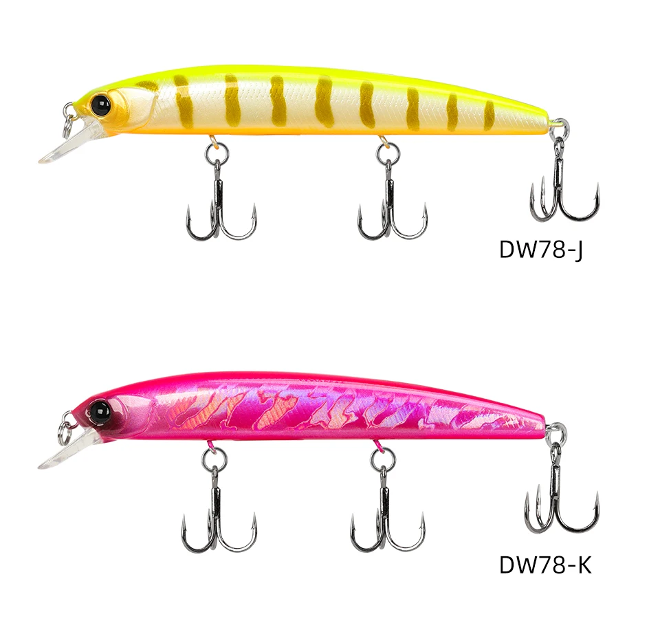 TSURINOYA Suspending Minnow Fishing Lure DW78 92mm 9g Long Casting Pike 3 Hooks Hard Bait Crank Bait Wobbler Jerkbait