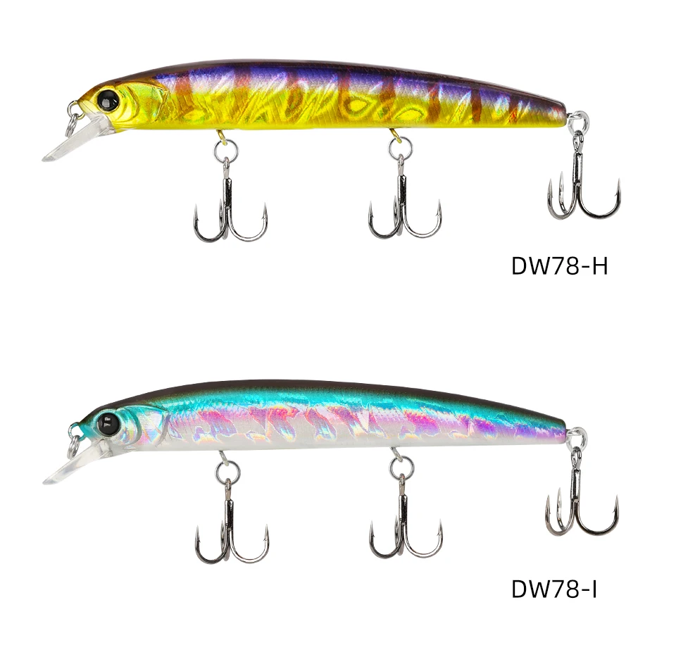 TSURINOYA Suspending Minnow Fishing Lure DW78 92mm 9g Long Casting Pike 3 Hooks Hard Bait Crank Bait Wobbler Jerkbait
