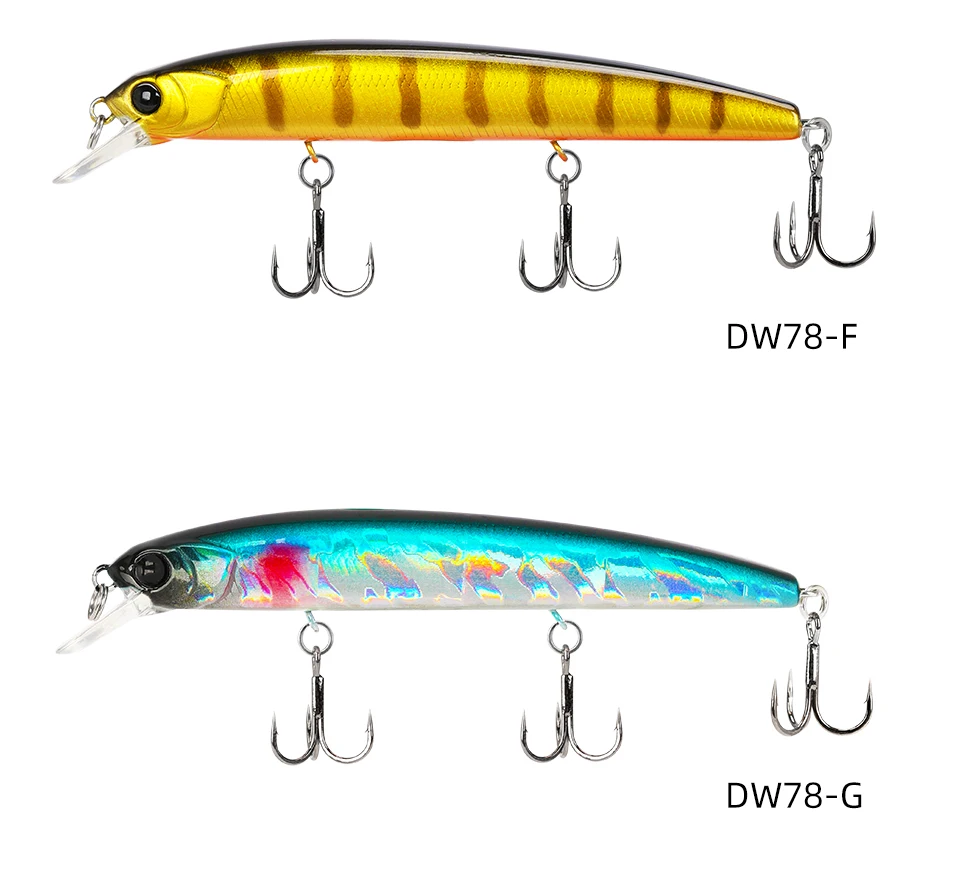 TSURINOYA Suspending Minnow Fishing Lure DW78 92mm 9g Long Casting Pike 3 Hooks Hard Bait Crank Bait Wobbler Jerkbait
