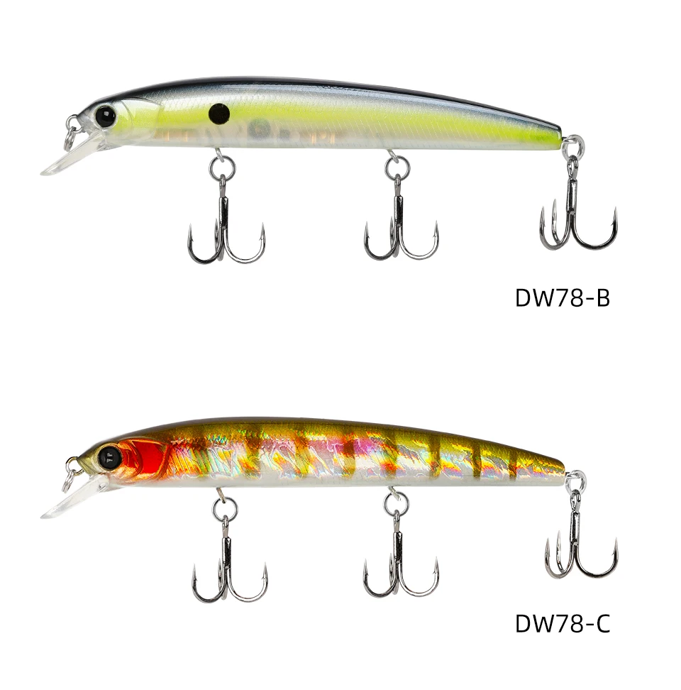 TSURINOYA Suspending Minnow Fishing Lure DW78 92mm 9g Long Casting Pike 3 Hooks Hard Bait Crank Bait Wobbler Jerkbait