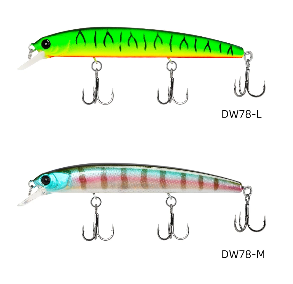 TSURINOYA Suspending Minnow Fishing Lure DW78 92mm 9g Long Casting Pike 3 Hooks Hard Bait Crank Bait Wobbler Jerkbait