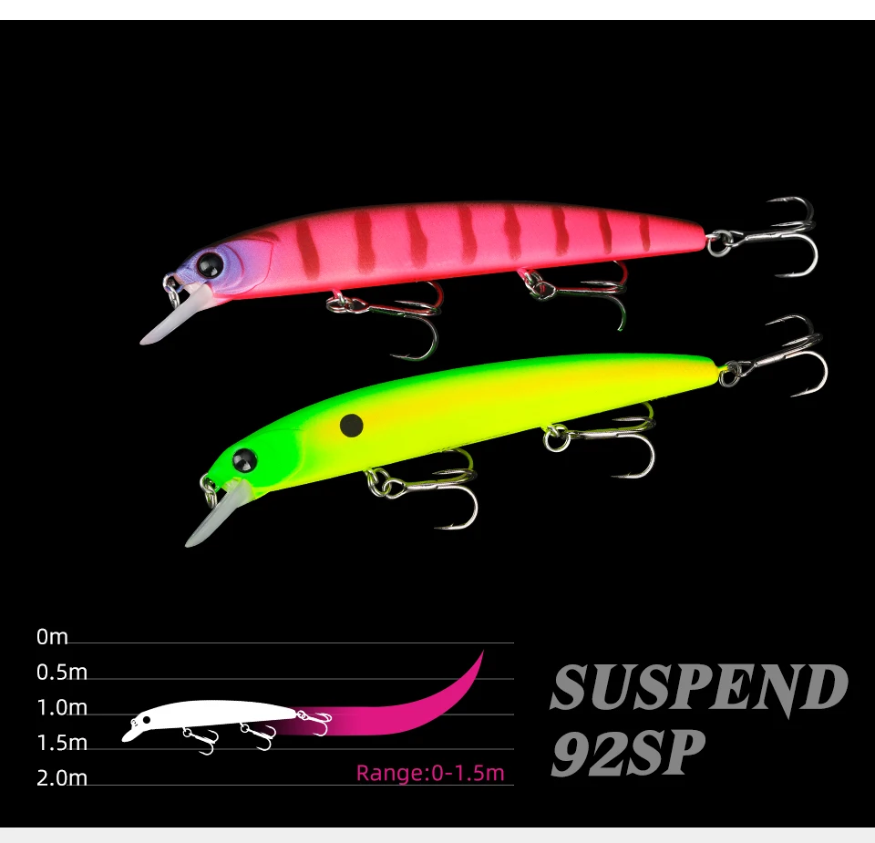 TSURINOYA Suspending Minnow Fishing Lure DW78 92mm 9g Long Casting Pike 3 Hooks Hard Bait Crank Bait Wobbler Jerkbait