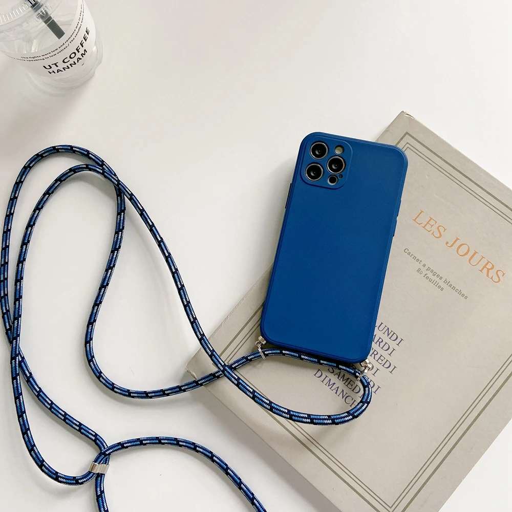 Crossbody Necklace Strap Lanyard Cord Liquid Silicone Phone Case For iphone 16 15 14 13 12 MiNi 11 Pro X XR XS Max 7 8Plus Cover