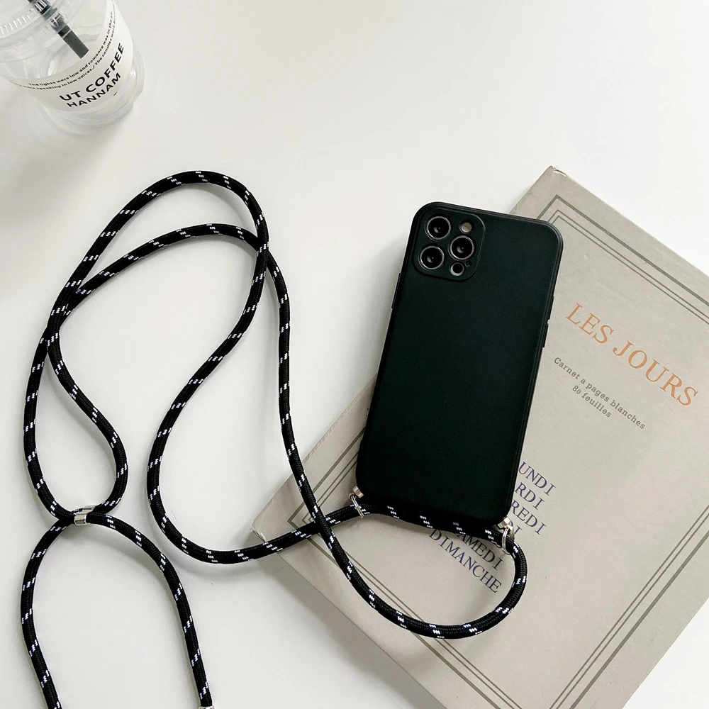 Crossbody Necklace Strap Lanyard Cord Liquid Silicone Phone Case For iphone 16 15 14 13 12 MiNi 11 Pro X XR XS Max 7 8Plus Cover