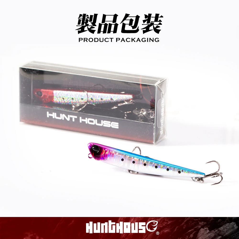 Hunthouse Bay RUF MANIC 75mm/8g Sinking Pencil Fishing Lure Stickbait BKK Hook Hard Lure for Seabass Fish