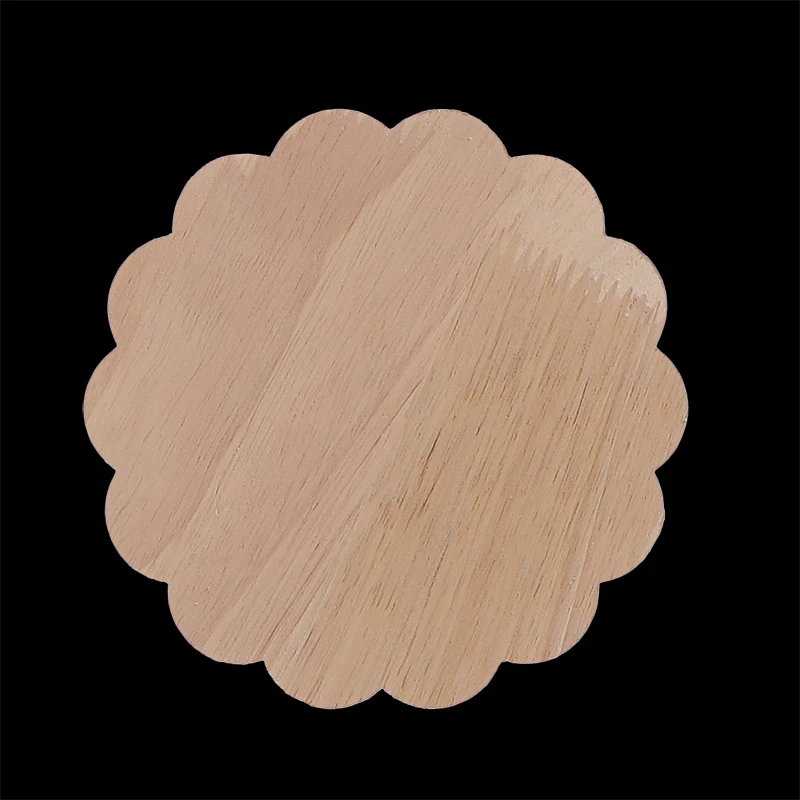 Round Flower Exquisite Carving Natural Wood Appliques Furniture Wooden Mouldings Vintage Unpainted Accessories Decoration Decal