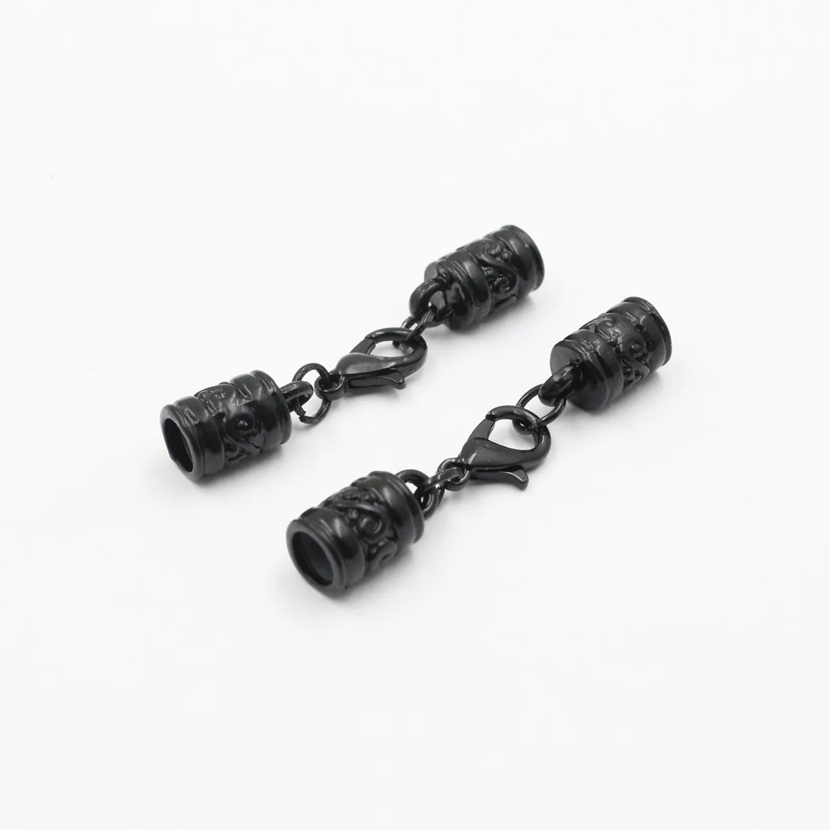 Fit 5mm Hole Fashion Zinc Alloy Cord End Caps For Necklace Bracelet Connectors Clasp DIY Accessories Length: 44mm+50mm 10sets