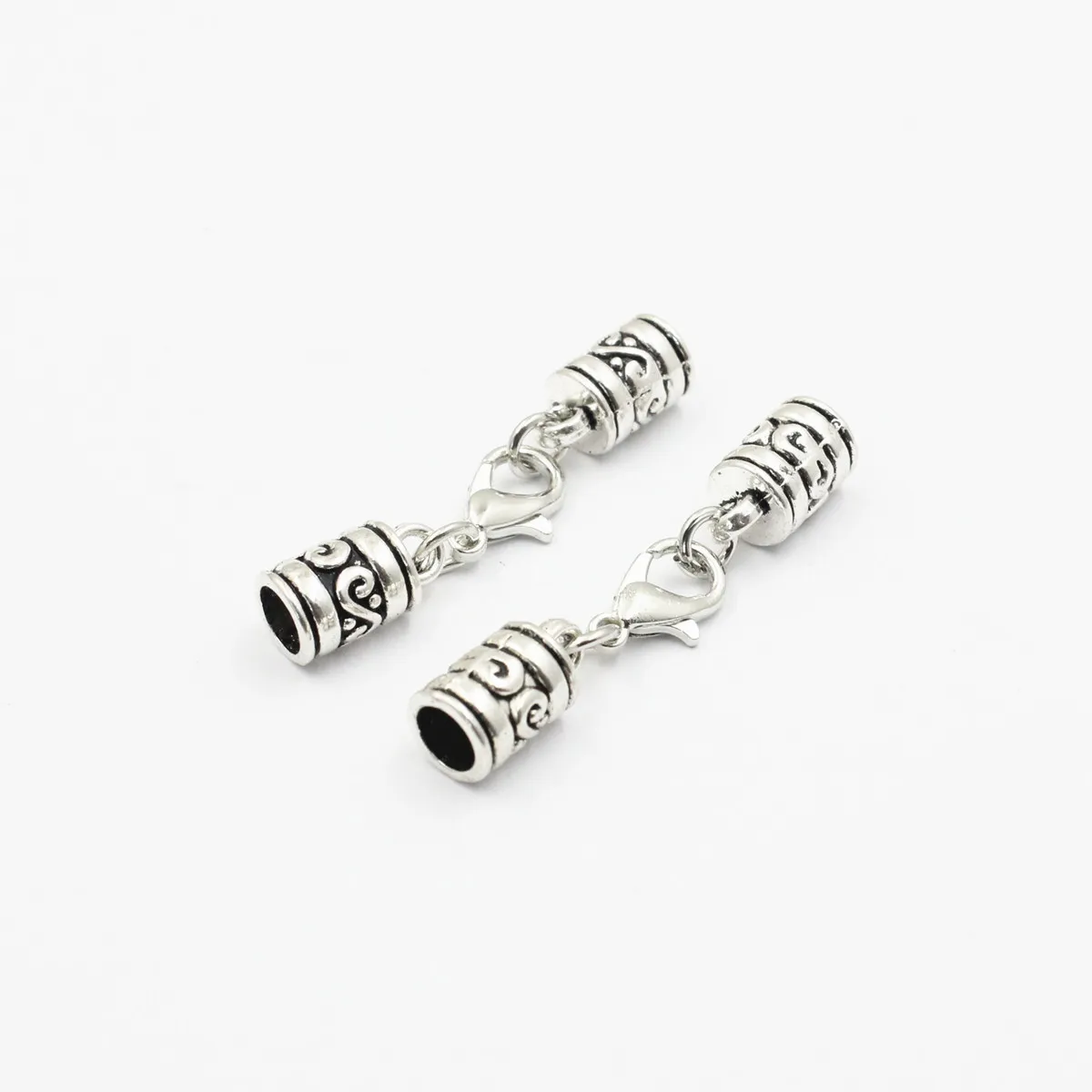 Fit 5mm Hole Fashion Zinc Alloy Cord End Caps For Necklace Bracelet Connectors Clasp DIY Accessories Length: 44mm+50mm 10sets