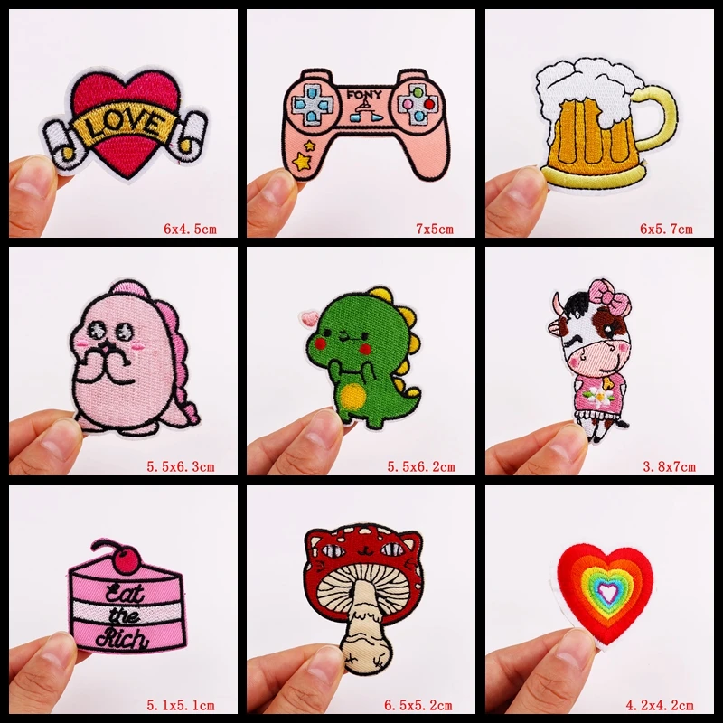 Mushroom Applique Embroidered Patches On Kids Clothes DIY Iron On Patches Cartoon Patches For Clothing Stickers Animal Badges